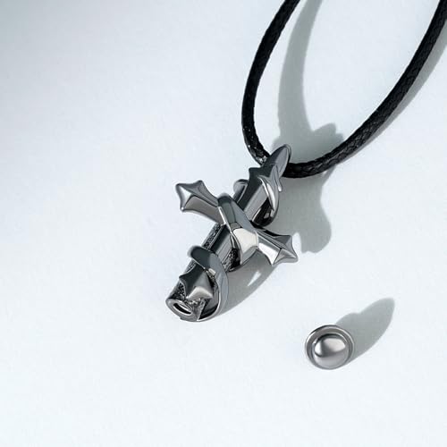 Black Cross Ashes Necklace 925 Sterling Silver Cross Cremation Keepsake Memorial Pendant Cremation Jewelry Gifts for Men Women2