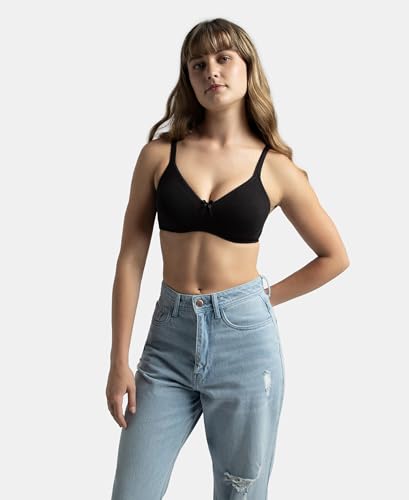 Jockey 1722 Women's Wirefree Non Padded Super Combed Cotton Elastane Stretch Medium Coverage Everyday Bra with Concealed Shaper Panel and Adjustable Straps