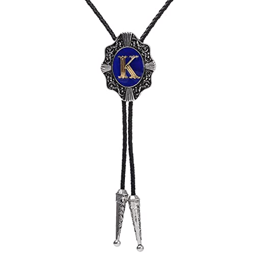Cravate bolo pour homme en relief bleu et finitions vintage de personnalité