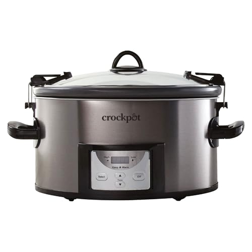 Crock Pot 7-qt Nonstick Ceramic Coating Cook & Carry Programmable Easy-Clean Slow Cooker Stainless Steel