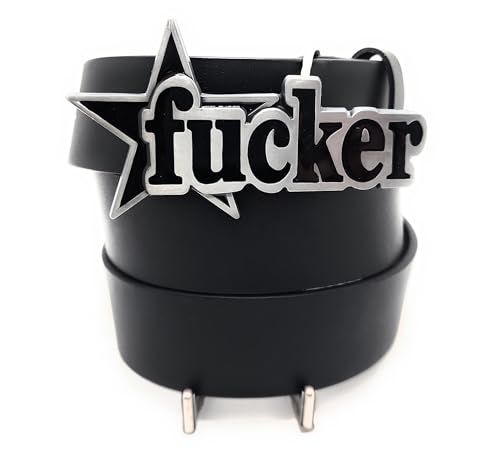 FÜ₡₭€R Star Belt Buckle and Genuine Leather Belt (Heavy Duty, 100% Cow Hide)