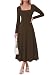 GRACE KARIN Damen Kleid Elegant Langarm Quadratischer Ausschnitt A-Linie Midikleid Freizeitkleid Herbstkleid Dunkelbraun L