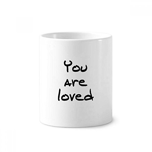 Porte-brosse à dents stylo céramique You Are Loved tasse blanche cadeau 350ml haut 9.6cm