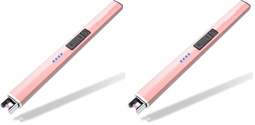 Encendedor eléctrico recargable USB pack 2 rosa dorado miniatura 1