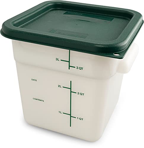 Image of Carlisle FoodService Products Squares Square Food Storage Container with Stackable Design for Catering, Buffets, Restaurants, Plastic, 4 Quarts, White