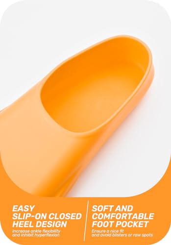 Swim Training Fins Comfortable Silicone Swimming Flippers Short Blade Build Leg Strength (Orange, XXL (US Male 11.5-13 US Female 12.5-14))
