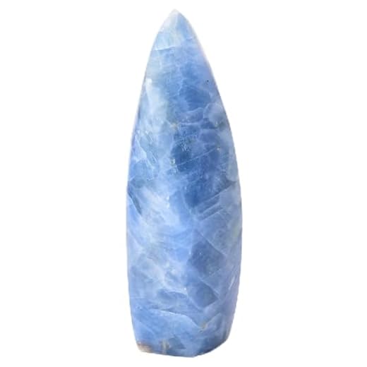 JIC Gem Large Blue Calcite Celestite Healing Crystal Obelisk Tower Spiral 4 Sides Point Energy Gemstone Home Decor 1.1-1.7 Lbs