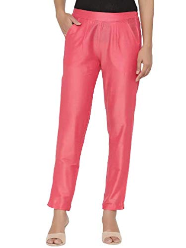 Women Peach Slim Fit Solid Trousers