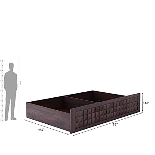 Image of Ganpati Arts Solid Sheesham Wood Diamond King Size Bed with Half Box and Front Opening Trolly Storage for Home | Wooden Double Bed for Living Room Bedroom (Walnut Finish) 1 Year Warranty