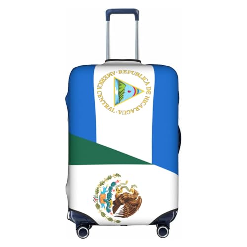 Travel Luggage Cover Half Nicaragua Half Mexico Flag Fashion Washable Baggage Suitcase Protector Fit For Luggage X-Large