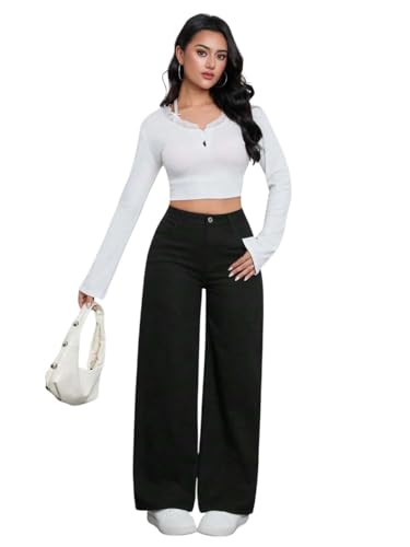 Image of KOTTY Womens High Waist Flared Fit Ankle Length Clean Look Denim Jeans
