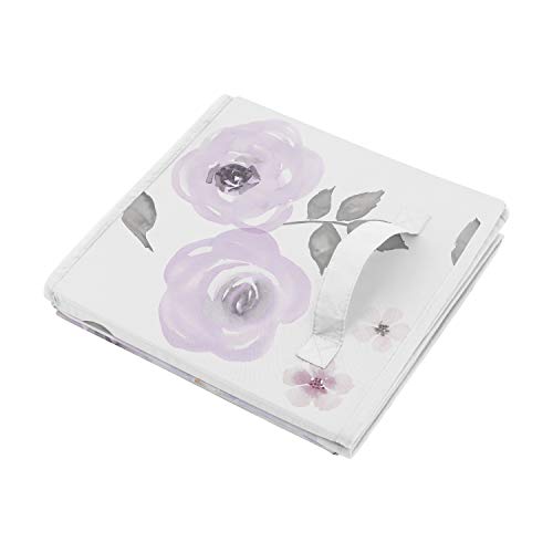 Image of Sweet Jojo Designs Lavender Purple, Pink, Grey and White Organizer Storage Bins for Watercolor Floral Collection - Set of 2 - Rose Flower