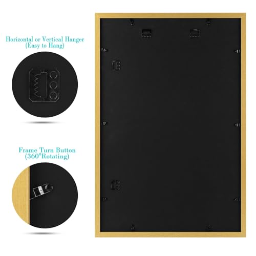 Image of Frametory, 16X24 Picture Frame Display 12X18 with Mat or Without Mat, Horizontal or Vertical Wall Poster Frame with High Definition Glass, Wide Molding, Perfect for Home Decorate (Gold, 3 Pack)
