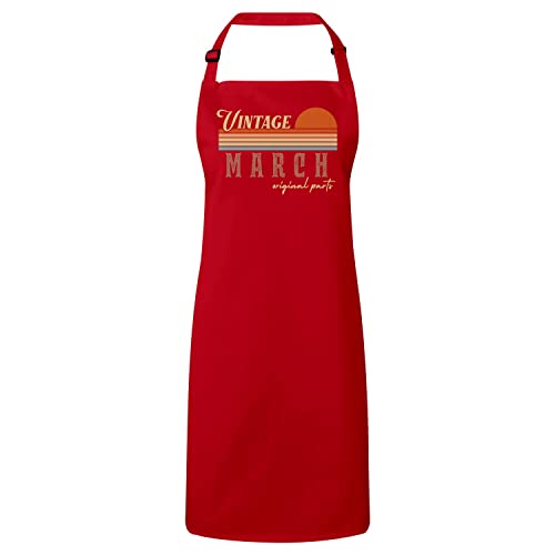 Tablier cuisine premium rouge vintage original parts pour anniversaire