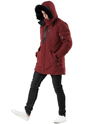 Image of WEEN CHARM Men's Warm Parka Ski Jacket Water Resistant Puffer Jacket Long Winter Coat with Removable Faux Fur Hood