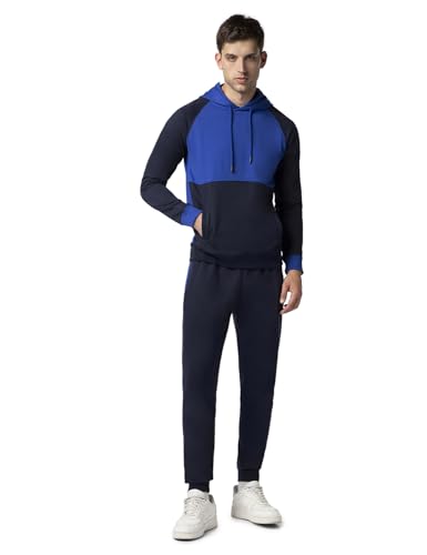Image of FYLTR Men's Colourblock Hoodie & Jogger Casual Terry Cotton Blend Co-ord Set - Winter Co-ord set for Men | Utility Side Pockets | Full Sleeve | Tracksuit