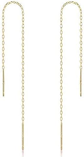 A Pair 925 Sterling Silver Tassel Threader Drop Earrings Long Chain Ear Line