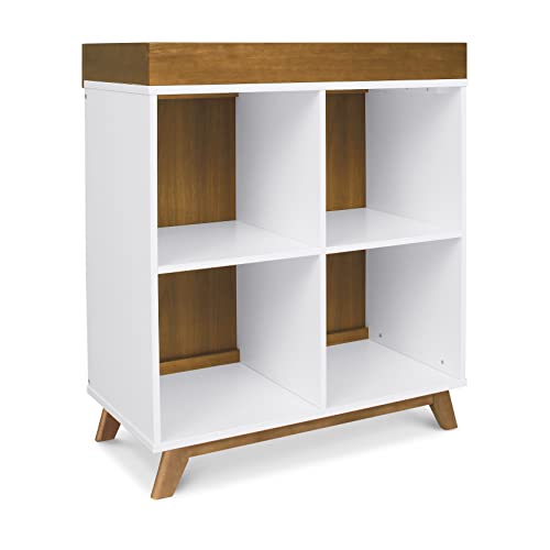 Image of DaVinci Otto Convertible Changing Table and Cubby Bookcase in White and Walnut