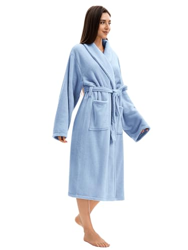 Image of Soft Robe For Women,Warm Plush Bath Robes Female,Spa Towel After Shower Lightweight Long Bathrobe