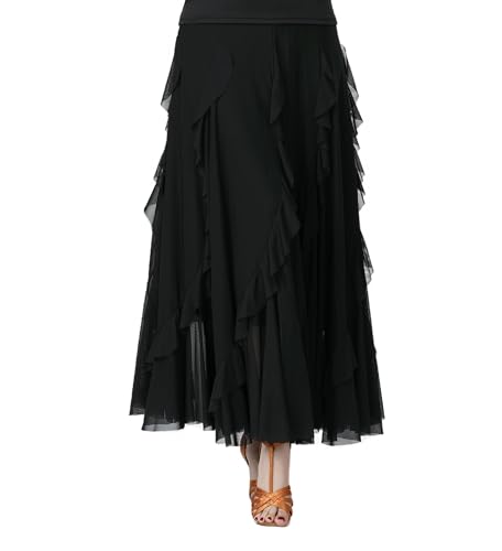 CISMARK Saia feminina elegante de malha para dança latina para festa de dança do ventre, Preto, One
