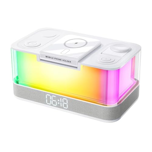 Chargeur sans fil 15W haut-parleur et horloge pour ranger vos câbles