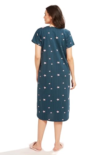Image of AV2 Women Cotton Printed Maternity Nursing & Feeding Relaxed Fit Nighty -3146