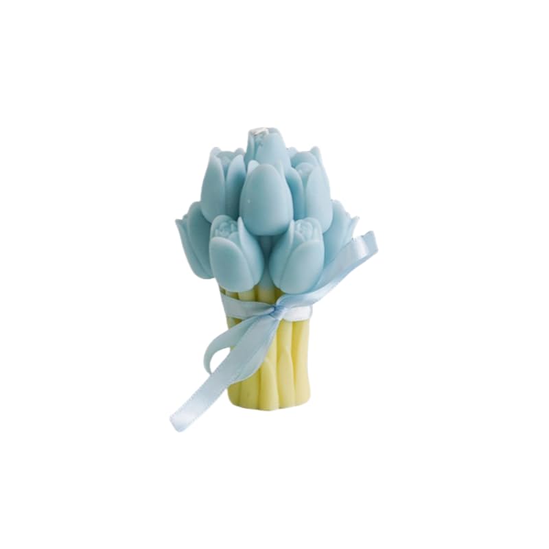Image of Blue Tulip Scented Candle, Premium Wax, Soothing Fragrance, Ideal Gift for Home Decor Special Occasions, Enhances Home Aesthetic