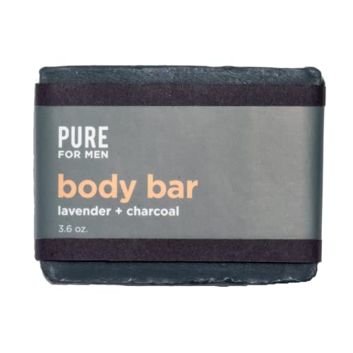 Pure for Men Soap Bar | Cleanser with Lavender and Activated Charcoal, Hydrates & Helps Eliminate Odor, Vegan | 3.6 oz.