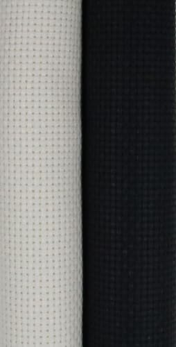 KCS 2 pc of 15" x 18"(38cmx45cm) 11 Count Cross Stitch Cotton Aida Cloth Needlework Fabric Box (Antique White+Black, 11CT)