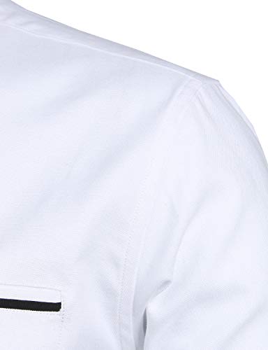 Image of ZEROYAA Mens Hipster Mandarin Collar Slim Fit Long Sleeve Casual Button Down Oxford Dress Shirt with Pocket