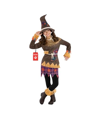 Morph Kids Scarecrow Costume for Girls - Creepy Scarecrow Outfit for Little Girls - Halloween Dress-Up Fun Large