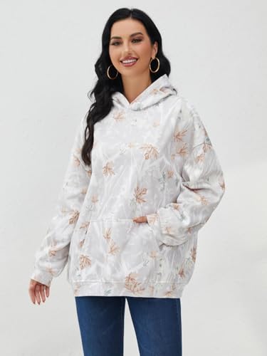Image of Dsewpaur Camo Hoodie For Women Oversized Long Sleeve Drop Shoulder Fleece Hooded Sweatshirt Pullover With Pocket Outfits