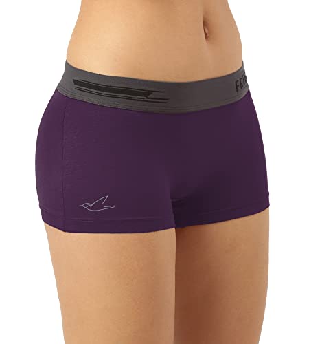Image of FREECULTR Antibacterial Micro Modal Boy Shorts for Women | Long Panty | Boxer for Girls- Pack of 3 (Bourbon Yellow, Martini Blue, Trippy Violet)