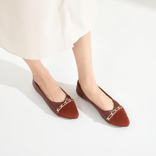 Image of BABUDOG Women's Black Flats Shoes,White Dress Shoes for Women,Crimping Faux Suede Ballet Flats Comfortable