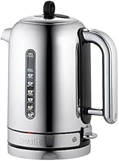 Dualit Classic Kettle | Polished Stainless Steel with Black Trim | Quiet boiling kettle | 90 Second Boil Time | 1.7 L Capacity, 2.3 kW | 72796