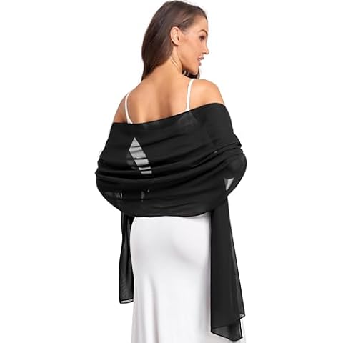 olyrjie Soft Chiffon Scarfs Shawls and Wraps for Evening Dresses Wedding Shawl Wraps Bridal Scarve for Women Black,one size Cover