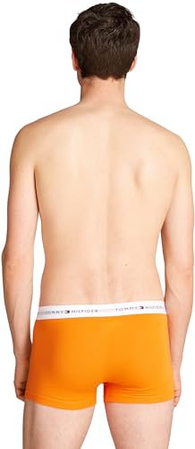 Tommy Hilfiger Herren 3er Pack Boxershorts Trunks mit Logobund, Mehrfarbig (Mid Turq/Orange Thunder/des Sky), S 3