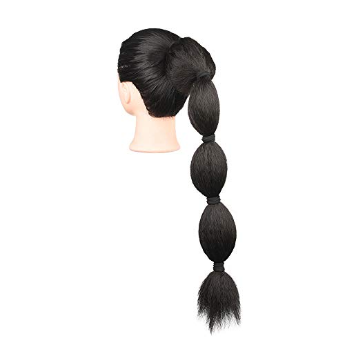 Woais Heat Resistant Synthetic Hair Hair Bun Chignon Kinky Straight Hair Bubble Ponytail Hair Extensions(1B#)