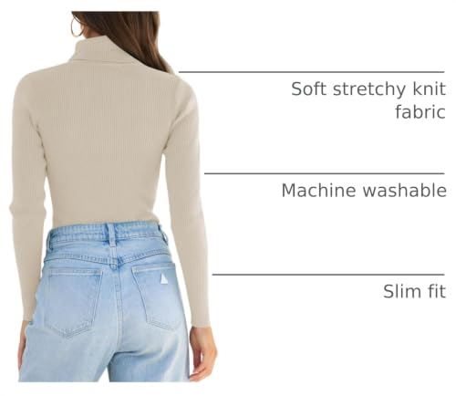 Image of ZESICA Women's Turtleneck Long Sleeve Shirts 2026 Spring Trendy Tops Slim Fitted Ribbed Knit Basic Casual Sweater