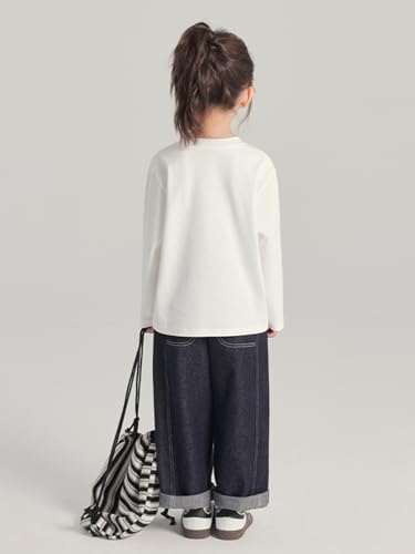 Image of 2026 Premium Girls Long Sleeve Crew Neck T-Shirt, Cotton Blend, Buding Kids Print, Casual Style