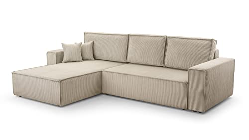 HomeSpace24 Ecksofa mit Schlaffunktion Bettkasten - Klappsofa Couch L Form...
