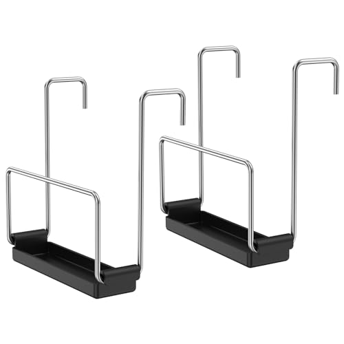 HSHGZSR 2pcs Kitchen Crock Pot Lid Holder Stainless Steel Slow Cooker Cover Holder Pot Lid Organizer for Cooking Slow Cooker Lid Holder with Silicone Sink to Keep Countertop No Mess (black)