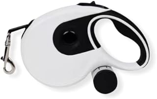 Green Globe Retractable Dog Lead, 5M Extendable Dog Lead Heavy Duty Leash for Medium& Large Dogs, 16 feet Extensive Dog Leash with One Button Brake included dog poop bag dispenser (White)