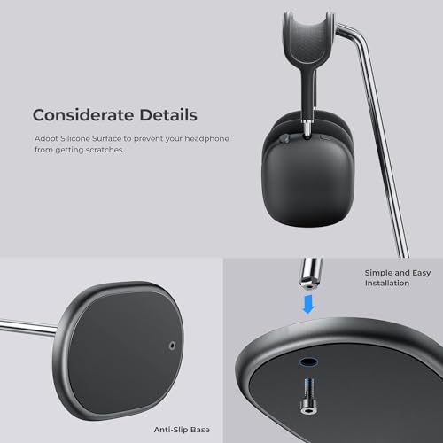 Image of BENKS Headphone Stand for AirPods Max, Beats, Bose, Sony, Senheiser - Desktop Headset Holder, Gaming Accessories, Desk Earphone Stand (Black)