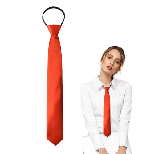 Image of Luckyvestir Womens Tie, Pre Tied Black /Red Ties for Women Adjustable Zipper Womens Necktie