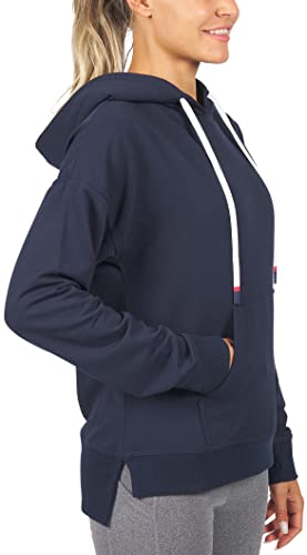 Nautica Competition Women's Active French Terry Pullover Sweatshirt Hoodie W/Pockets (Small, Navy 2) #TOP2