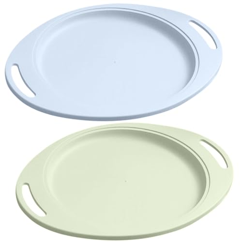 Image of Eco Friendly & Reusable Wheat Straw Plate Set for Sushi, Snacks, Cake, Meat & Appetizers, Vinegar, Wasabi, More Seasoning Dish Dishwasher & Microwave Safe Dinnerware (34cm, Random, Set of 2)
