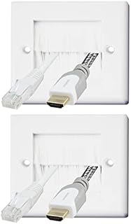 Auline White Brush Single 1 Gang Wall Outlet Cable Entry Plate Tidy Mount Face Plate Wall Plate (2)