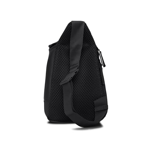 Image of RAINS Trail Sling Bag - Black Waterproof Crossbody Bag for Men and Women with Coated Zip Closure, Airmesh Back Panel and Compression Straps - 2 Year Warranty