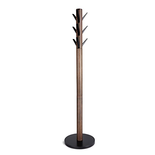 Umbra Flapper Coat Rack, Clothing Hanger, Umbrella Holder, and Hat Organizer, Great for Entryway, Black/Walnut by Umbra - Used condition - CA$123.67